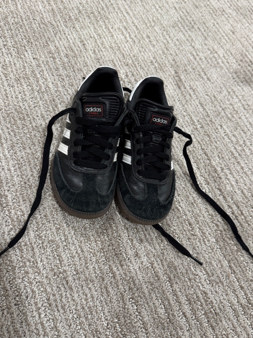 adidas Kids Black Sneakers with White Stripes